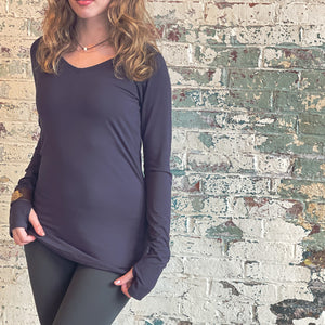 bamboo carbon vneck long sleeve top