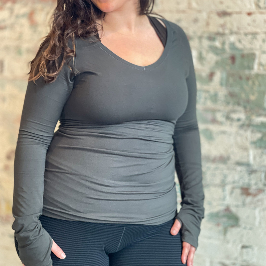 bamboo fir vneck long sleeve top