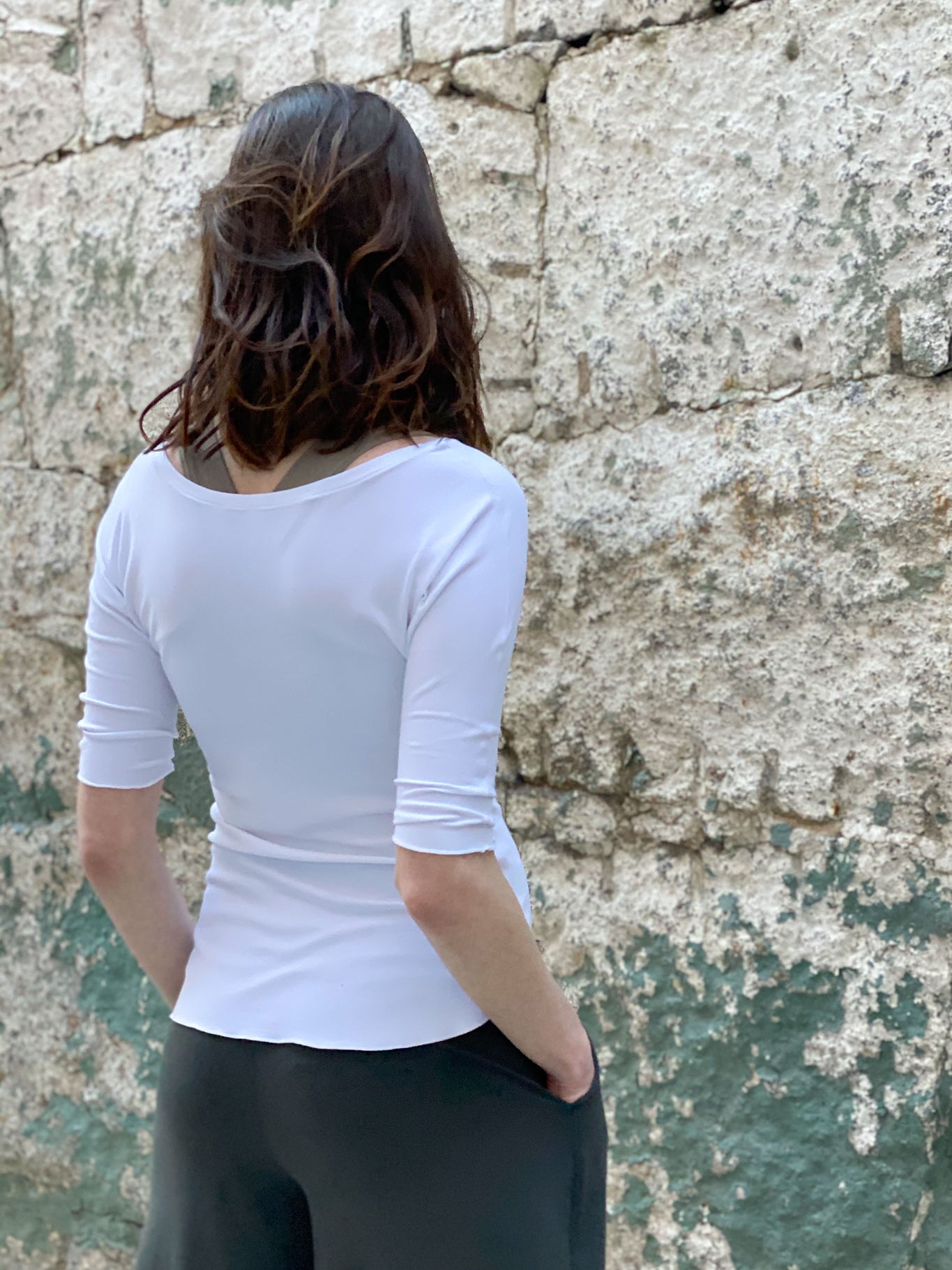 white bamboo rose top