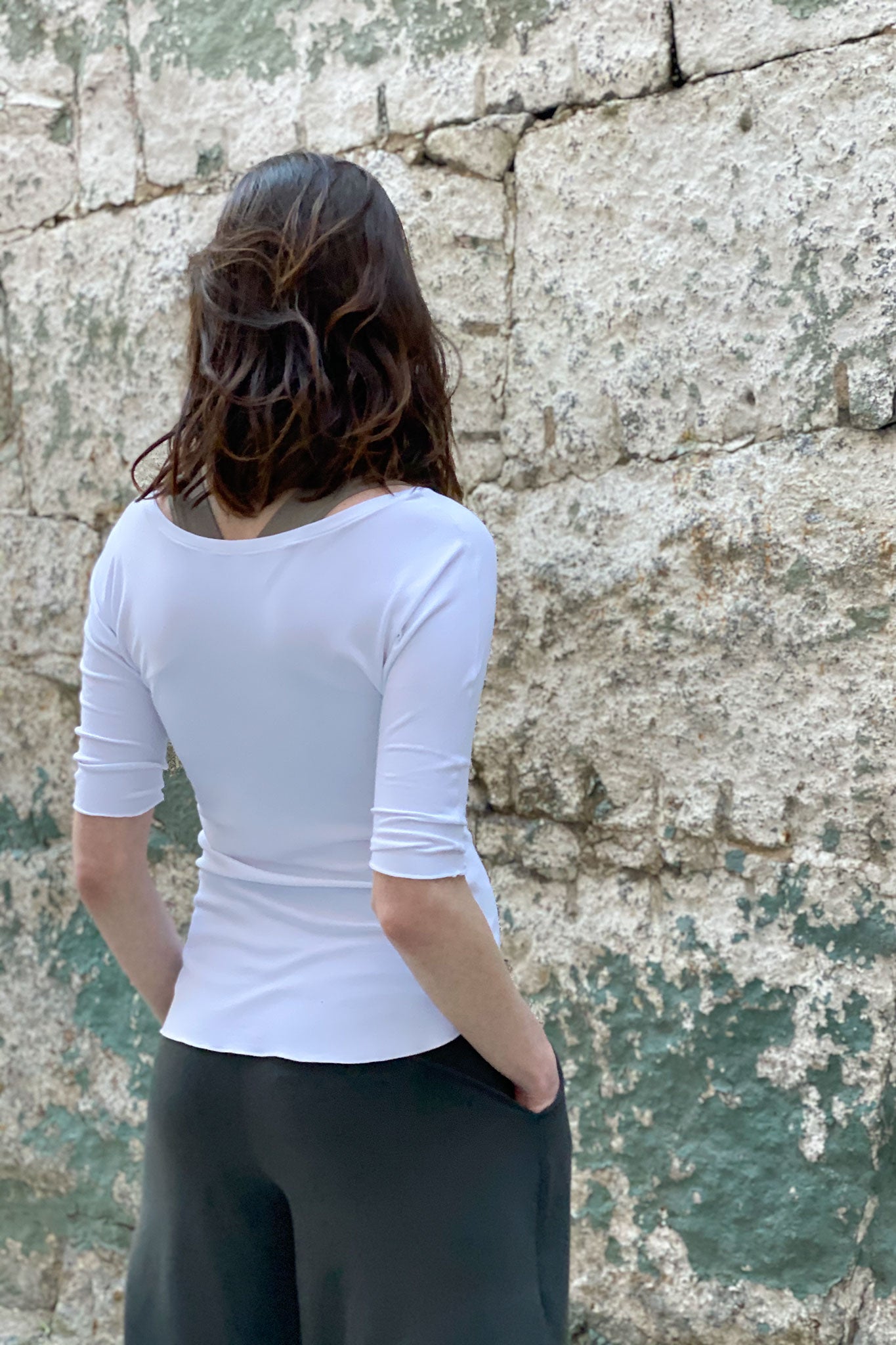 white bamboo rose top