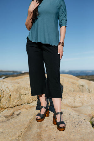 kick pant in black paired with ocean rose top