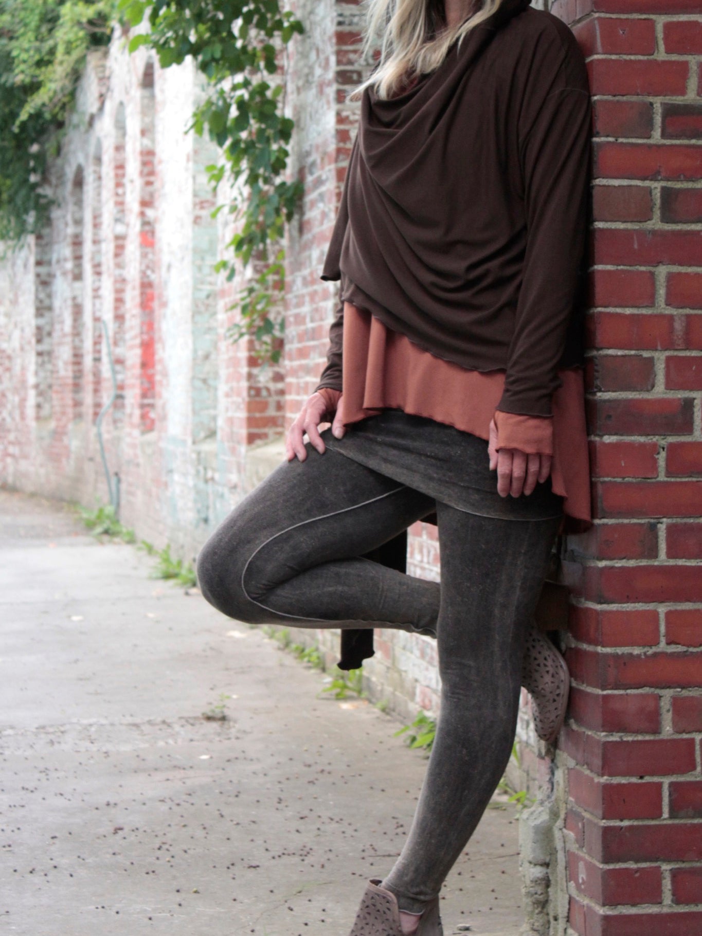 mineral playsuit layered with our peat shire + honey vitality