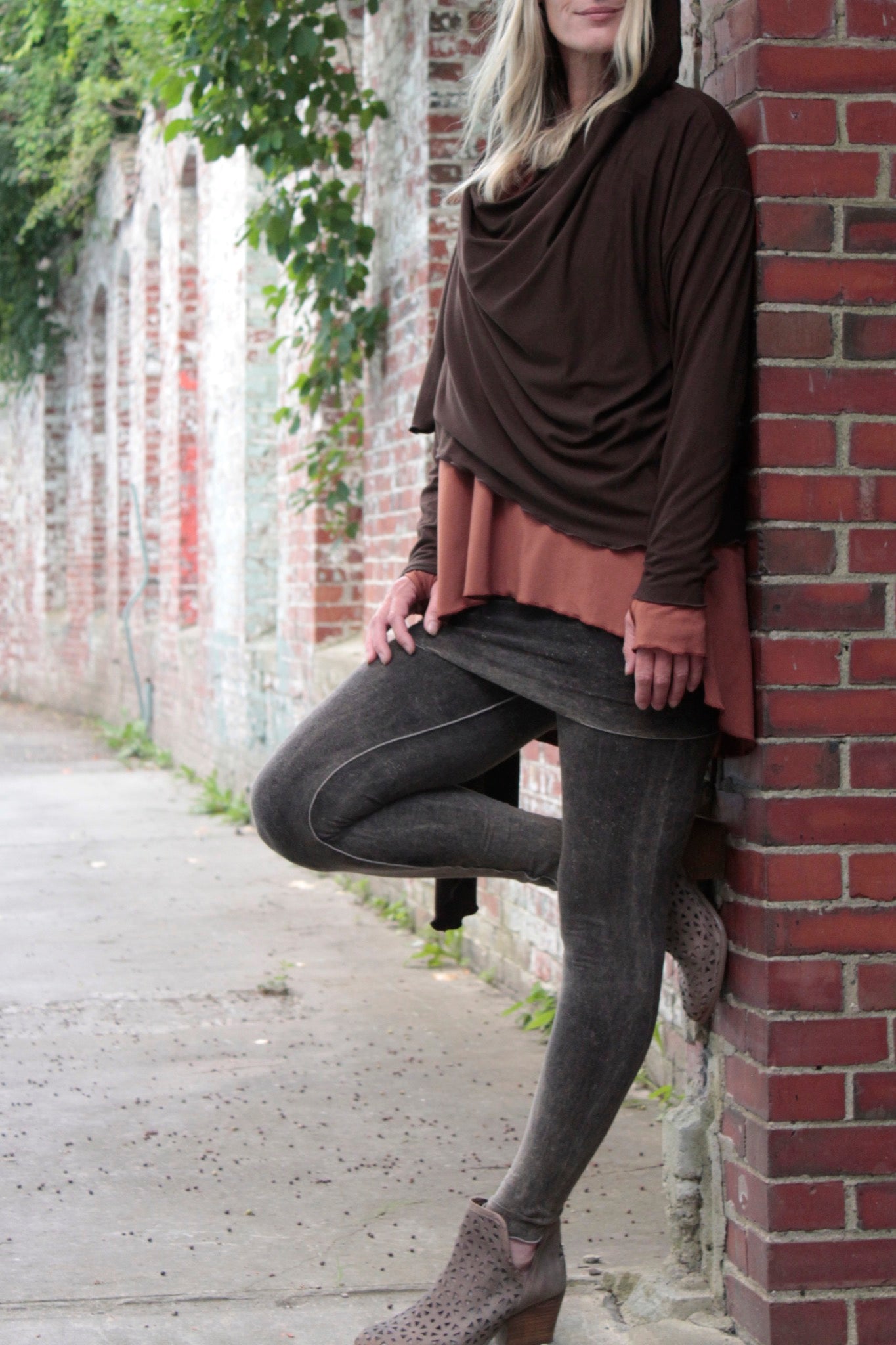 mineral playsuit layered with our peat shire + honey vitality