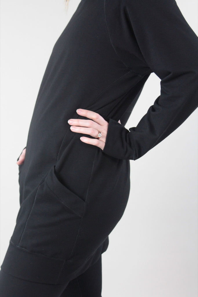 suger maeve hoody black terry + base black terry