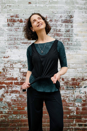 tulip tisse tank in black paired with black rose top + black harlow