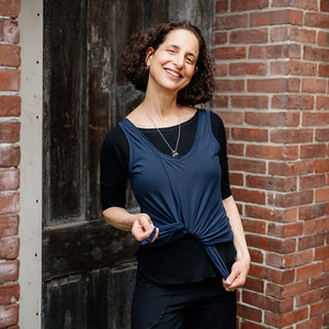 suger® tulip tissue tank styled over black rose + black harlow