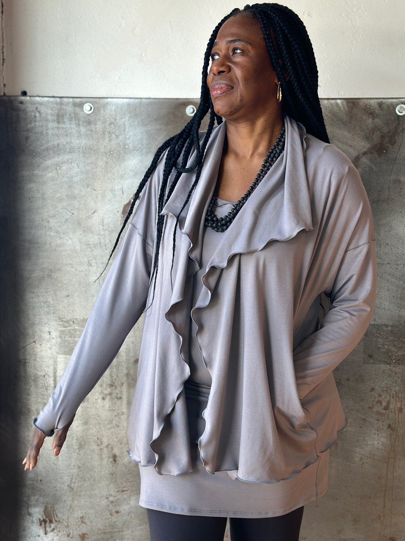 angelrox® wifey tank mini dress in moon styled with moon river 