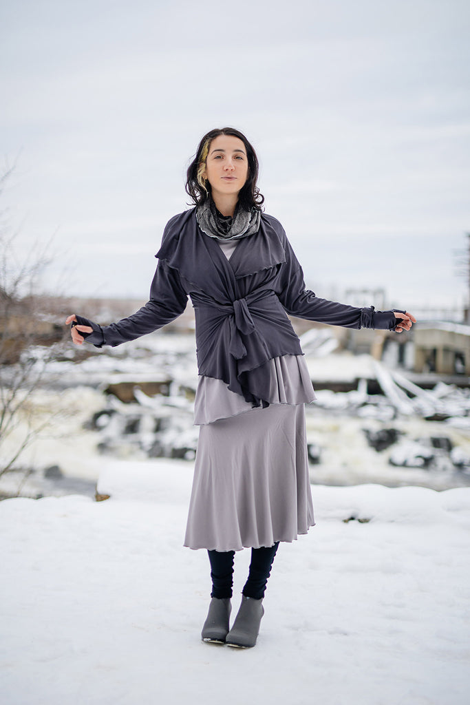 river jacket in carbon with lady flirt in moon as a skirt