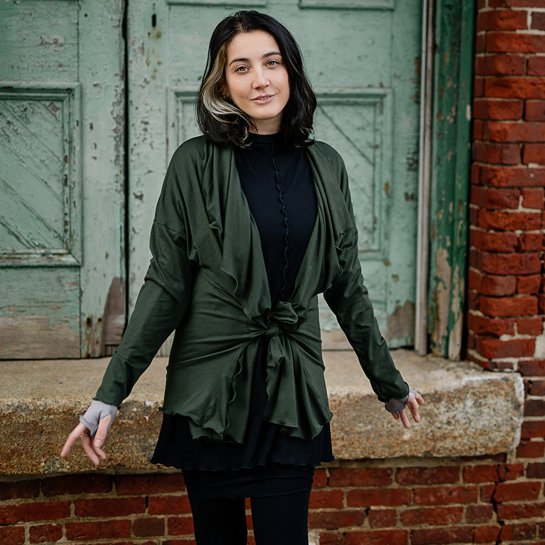 river jacket in fir with swing top in black