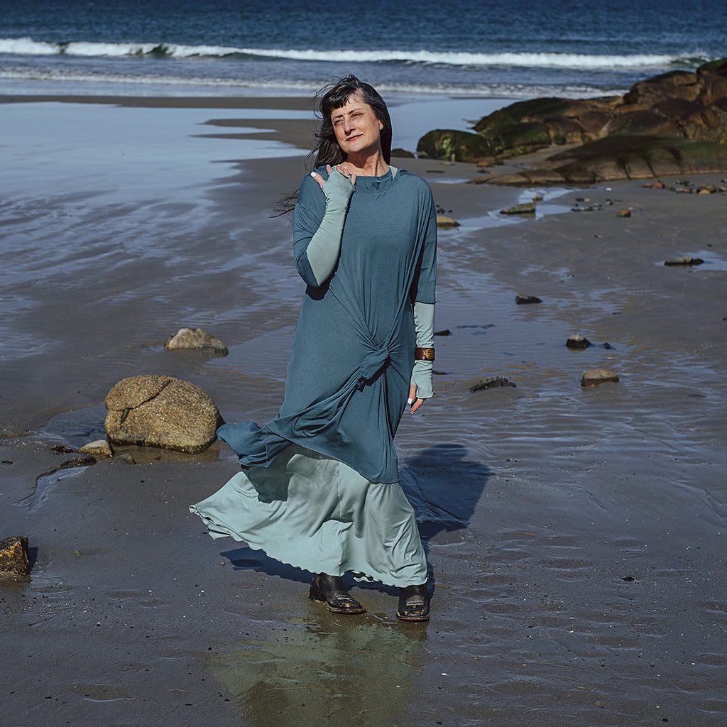 glow gown in glass paired with ocean tide + glass opera
