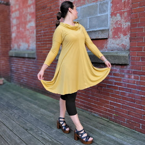 gale cowl neck tunic dress in amber