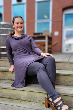 gale cowl neck dress in tissue carbon