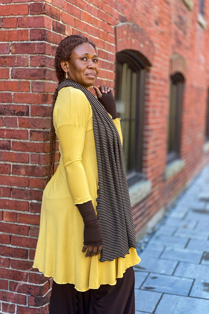 gale cowl neck tunic dress in amber