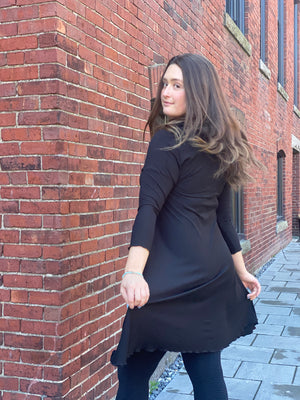 capri base in subtle black worn with tissue black gale