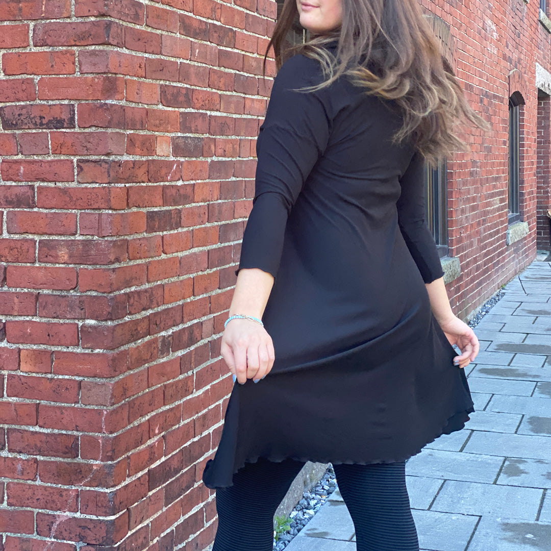 capri base in subtle black worn with tissue black gale