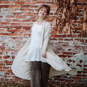 milk swing top, dune garden coat, and mineral trouser