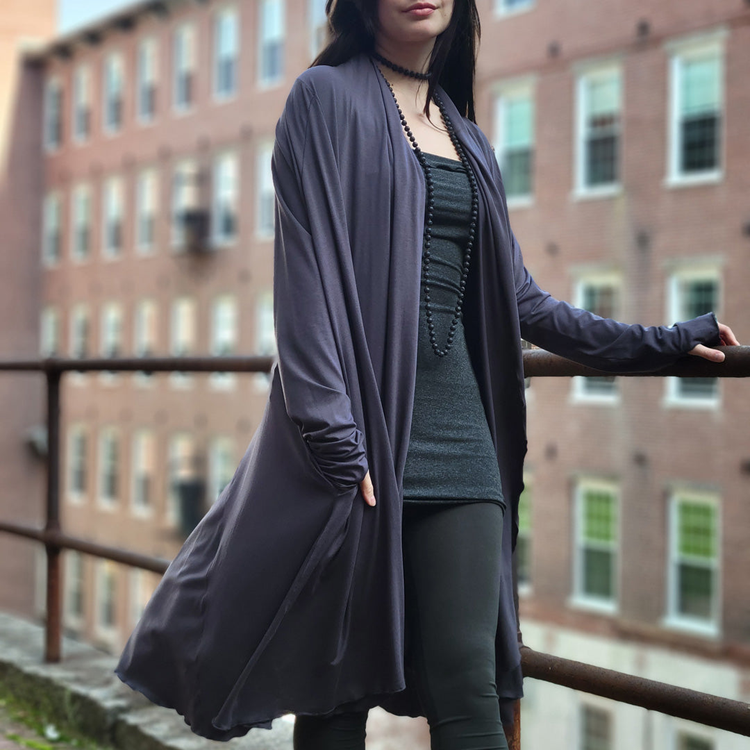 garden coat tissue duster jacket in tissue carbon