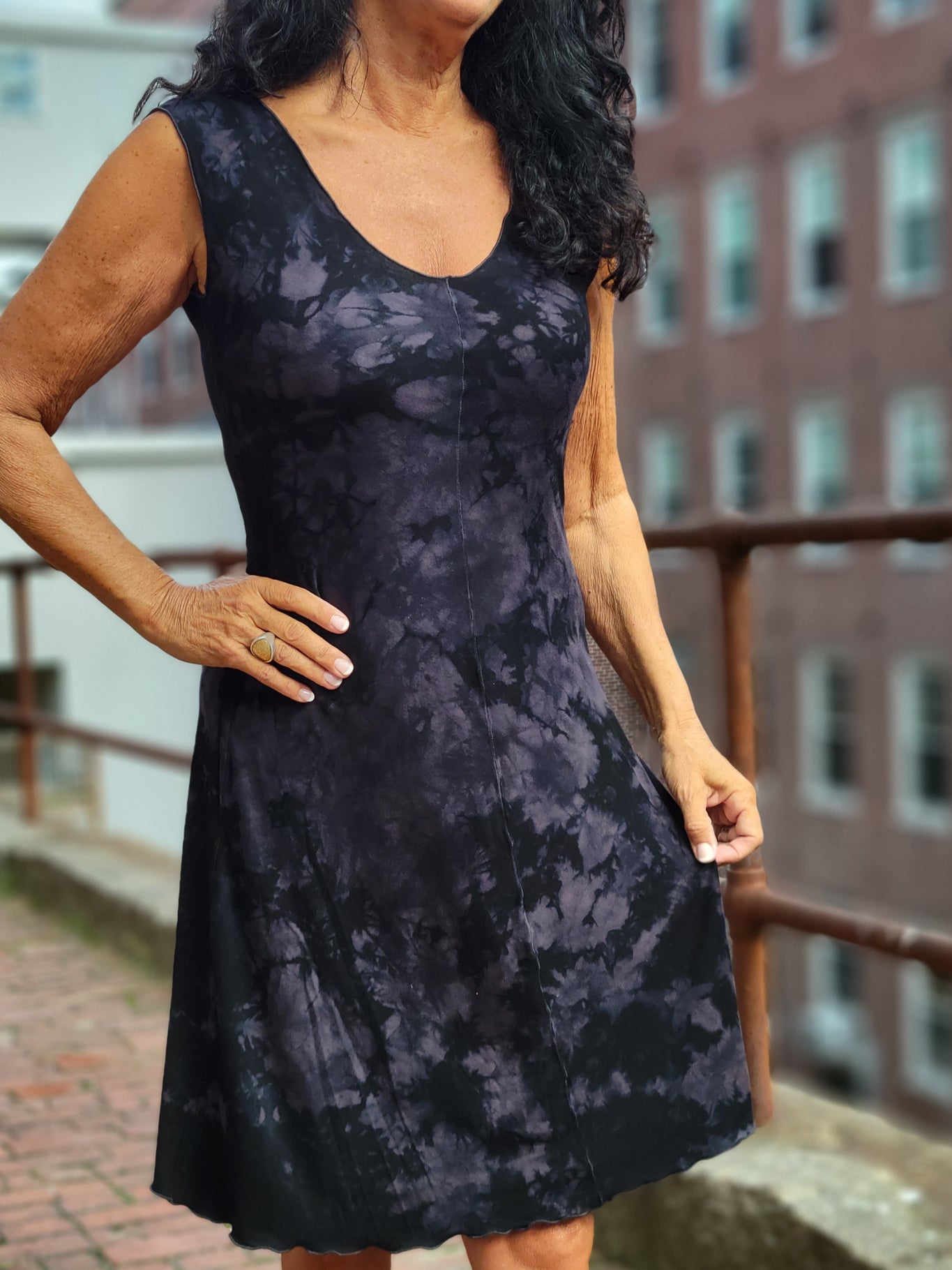 flare vneck dress in crush