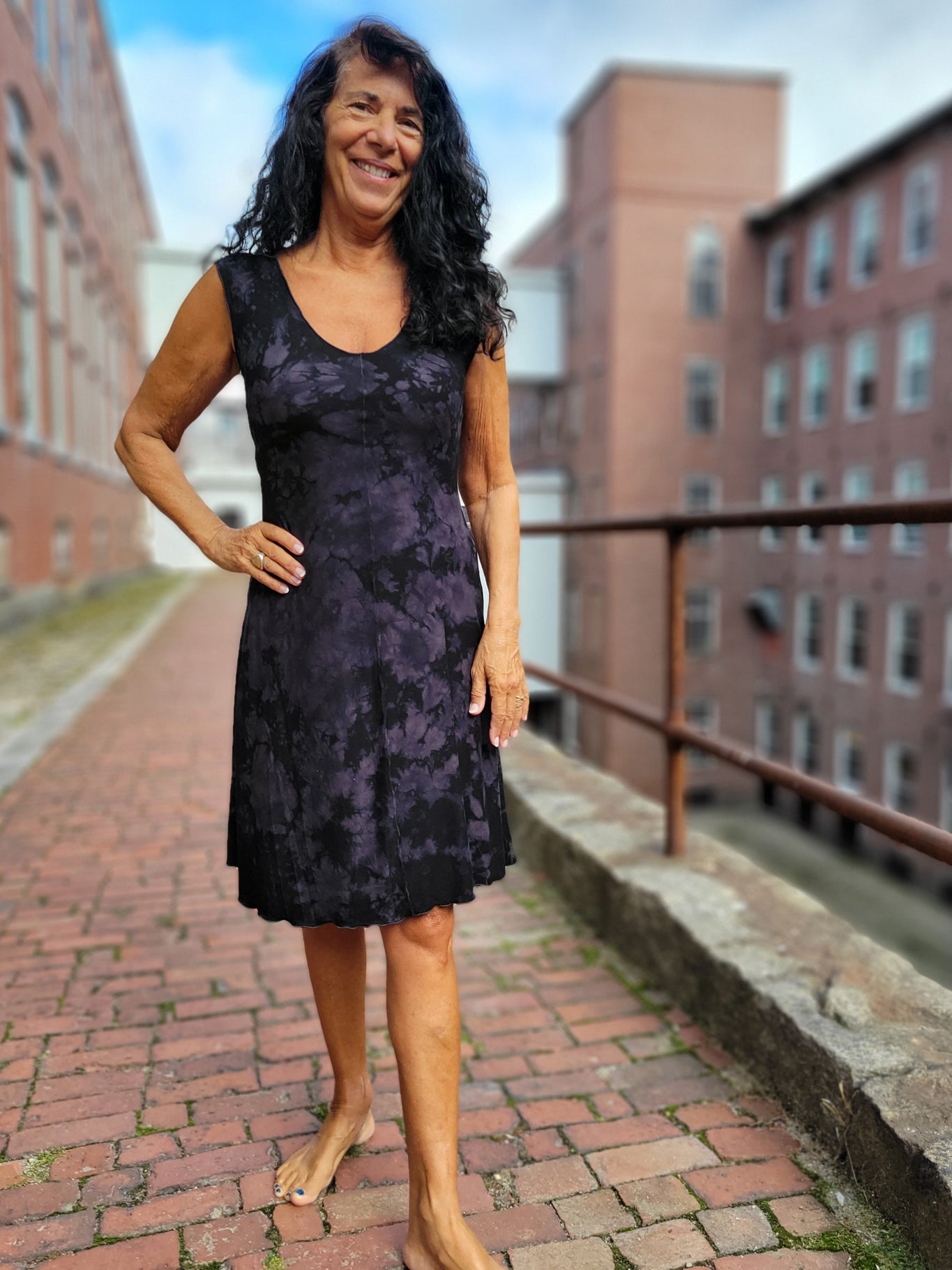 crush flare vneck dress