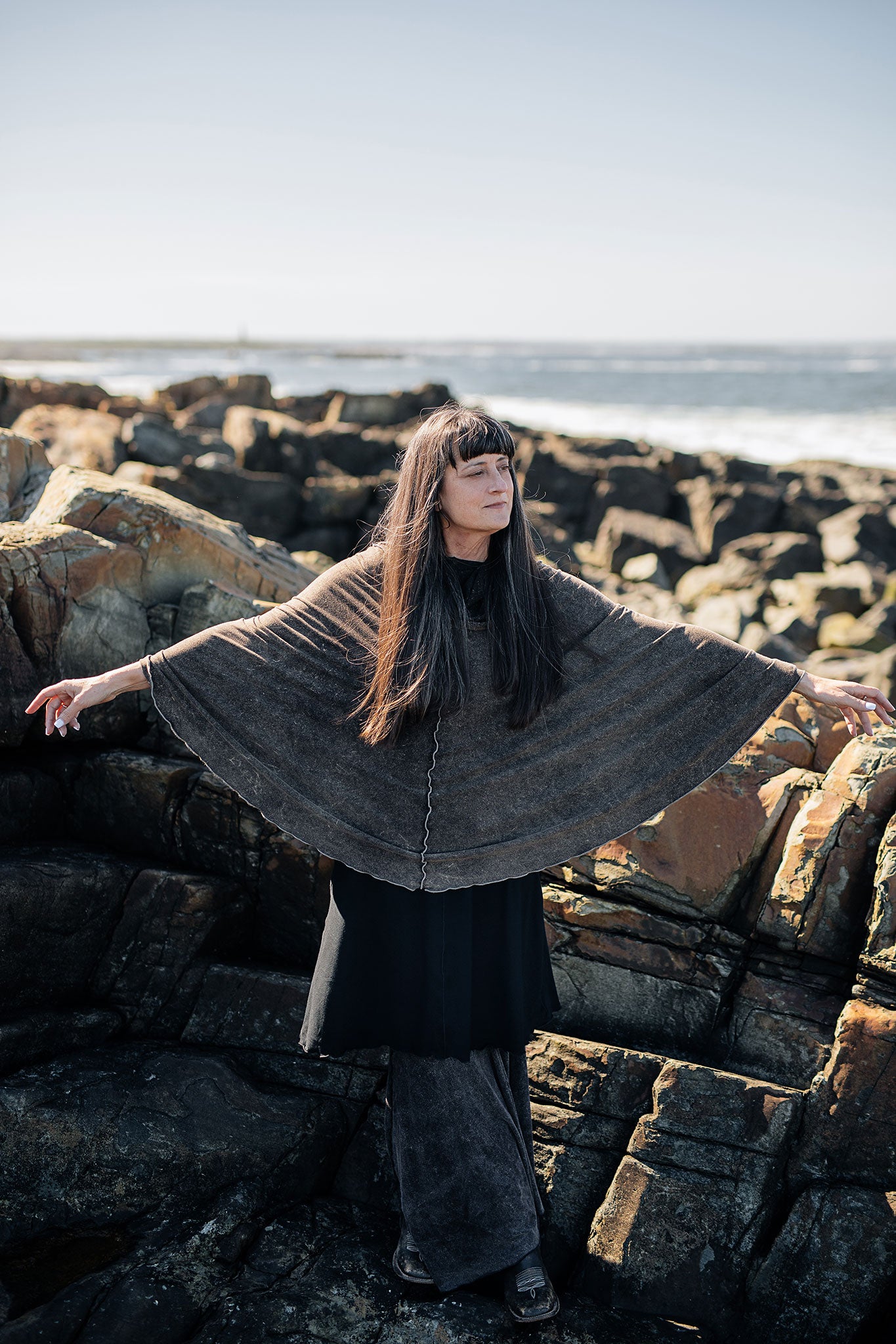 angelrox® lady flirt dress skirt in mineral styled with black flare + mineral flirt