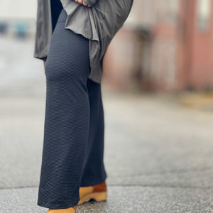 subtle black stripe suger trousers