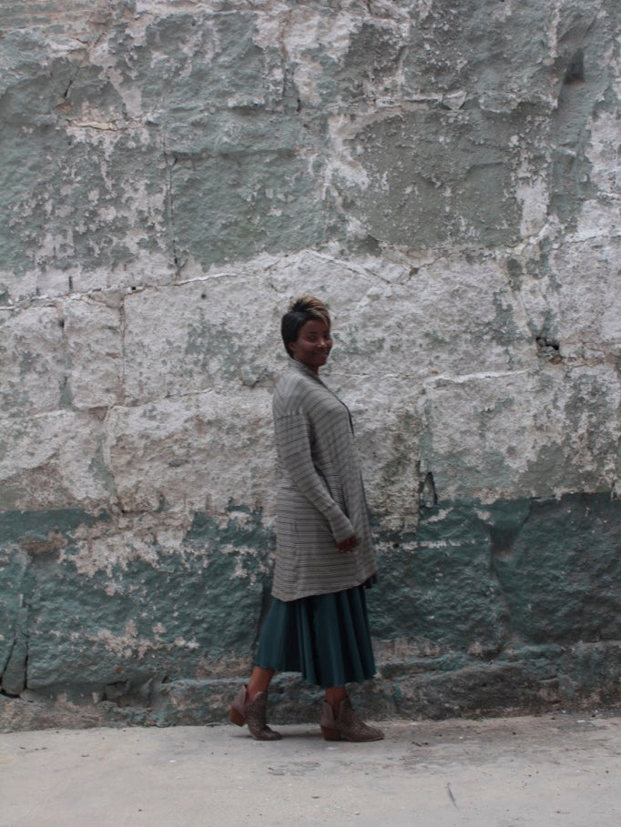 coco comfort blazer in earth stripe