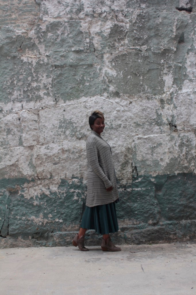 coco comfort blazer in earth stripe