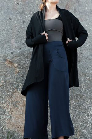 subtle black stripe coco blazer + harlow pant in navy