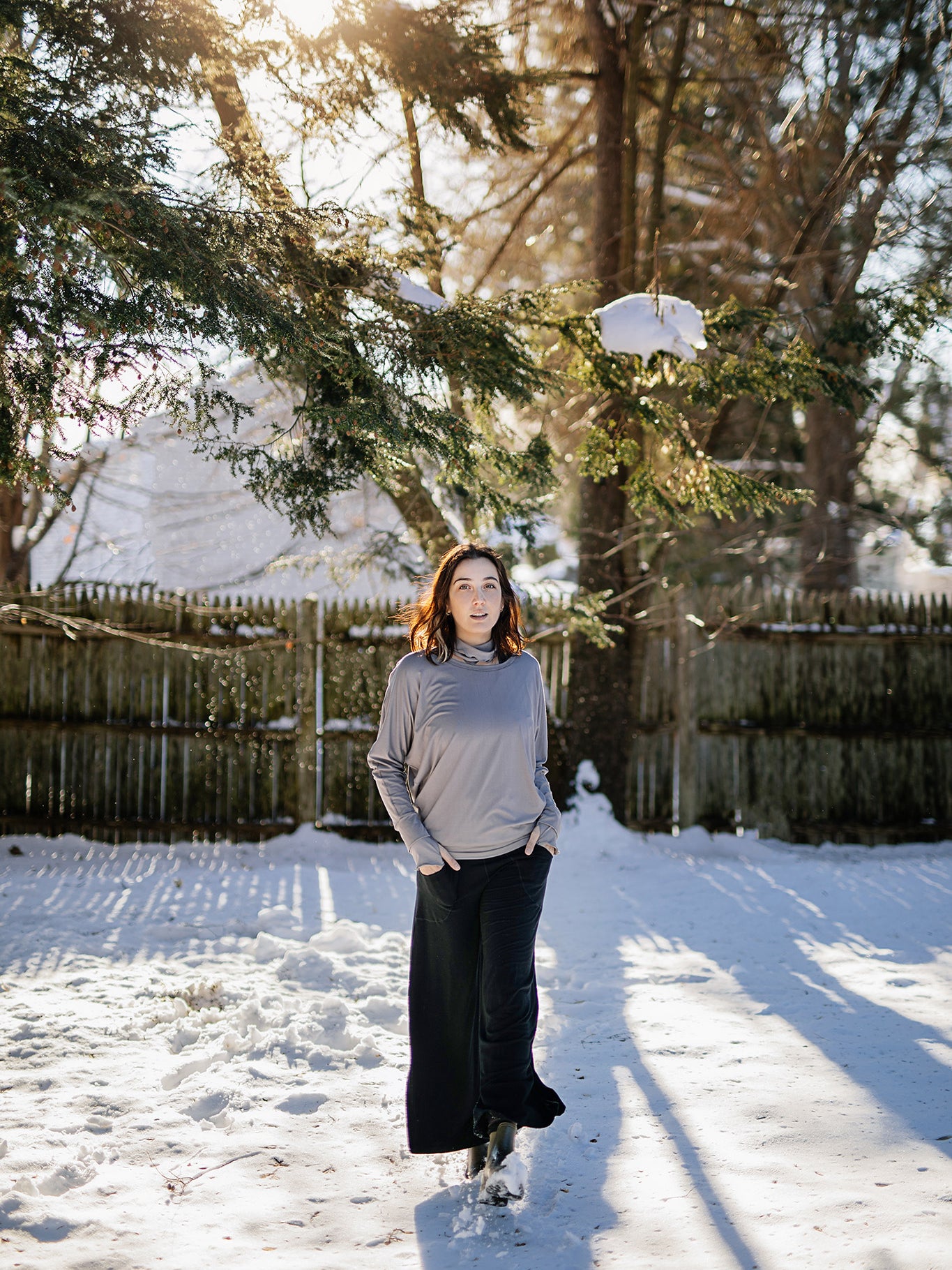 harlow elegant convertible wide leg pant in black with pop top in moon