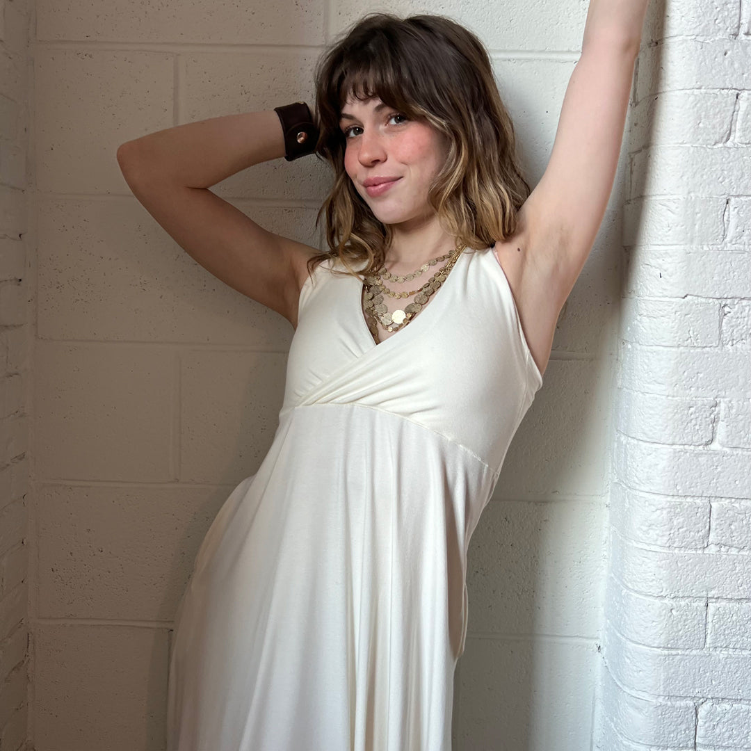 harmony vneck halter dress in milk