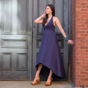 harmony vneck halter dress in navy