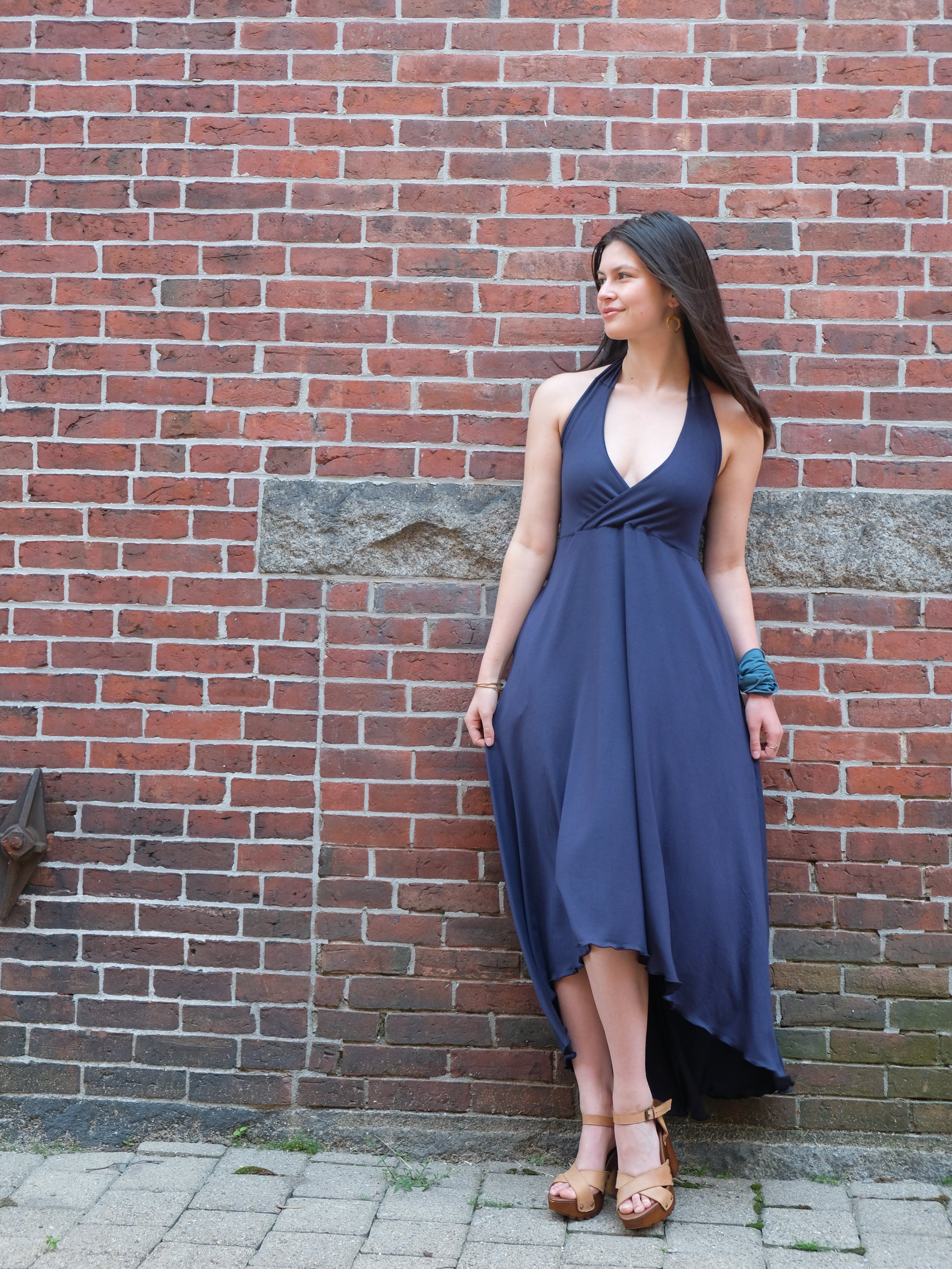 harmony halter dress in navy