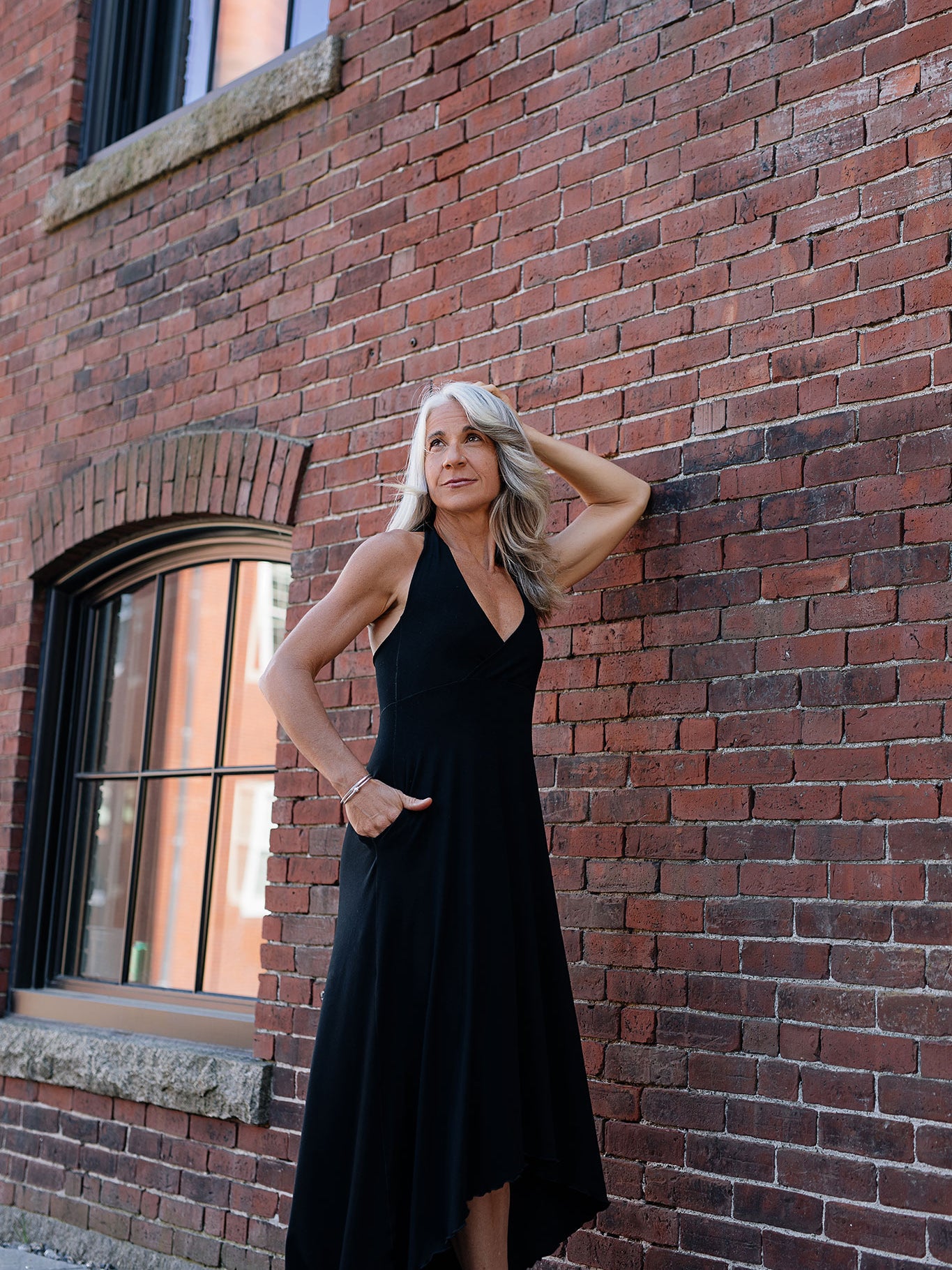 harmony vneck halter dress in black