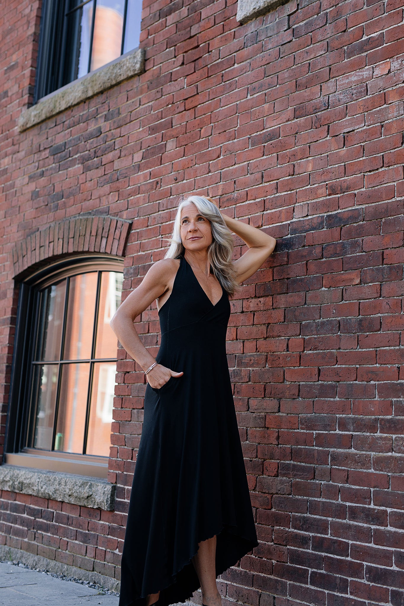 harmony vneck halter dress in black