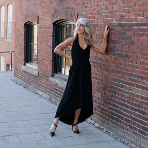 harmony halter dress in black