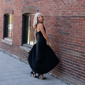 harmony vneck halter dress in black