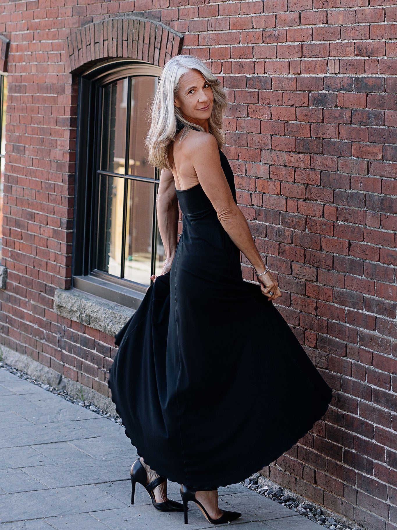 harmony vneck halter dress in black