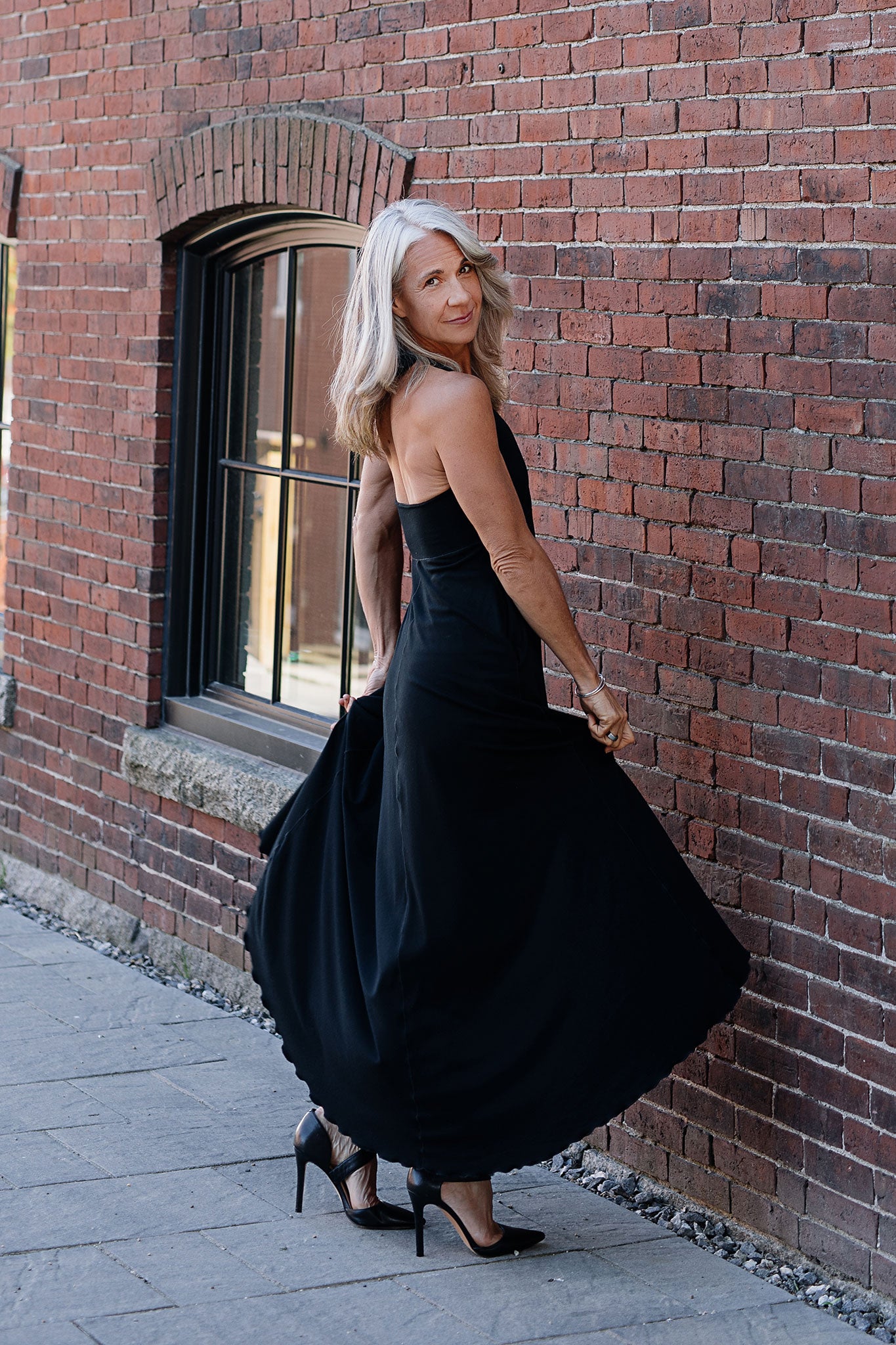 harmony vneck halter dress in black