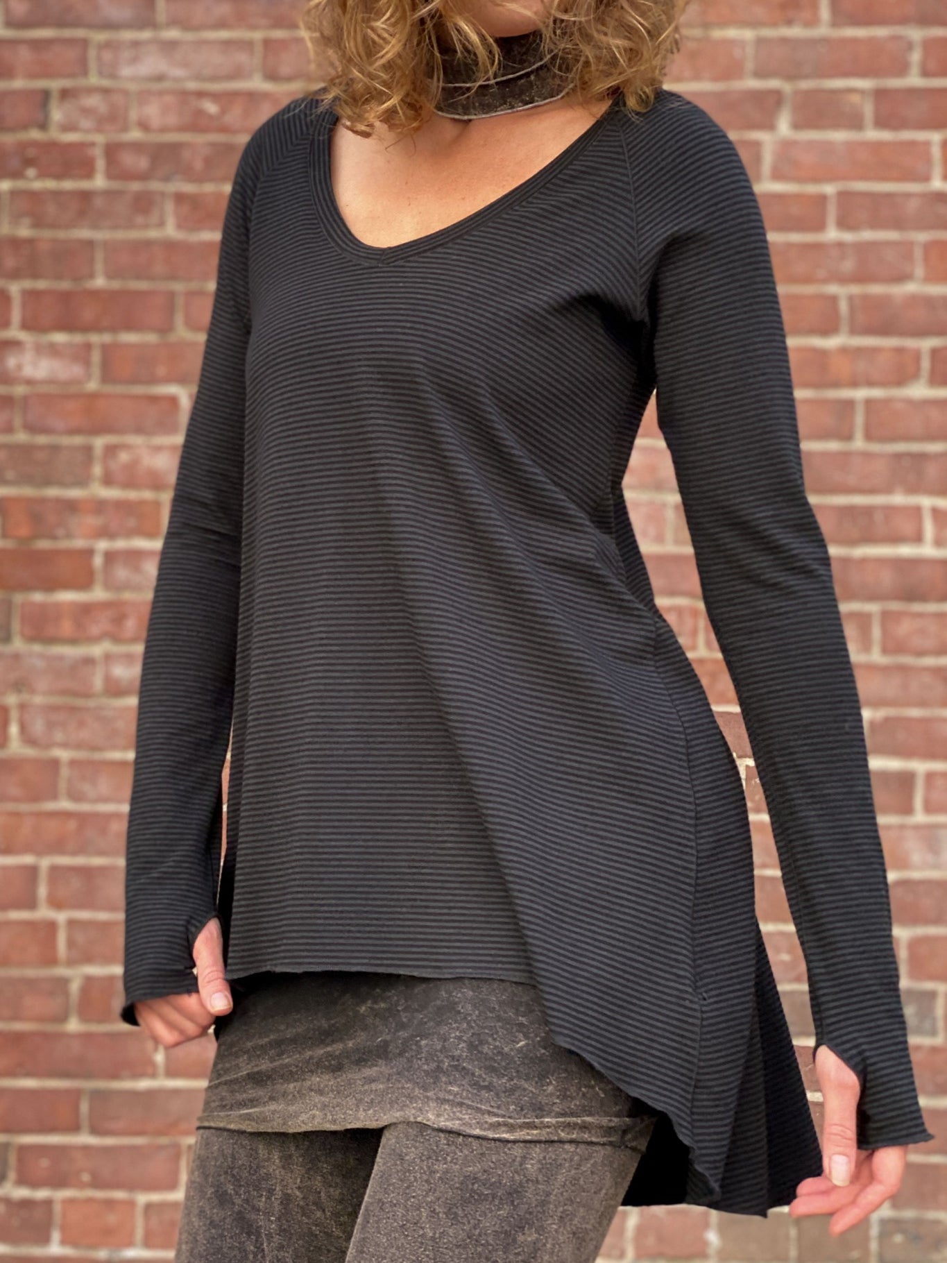 subtle black long sleeve tunic
