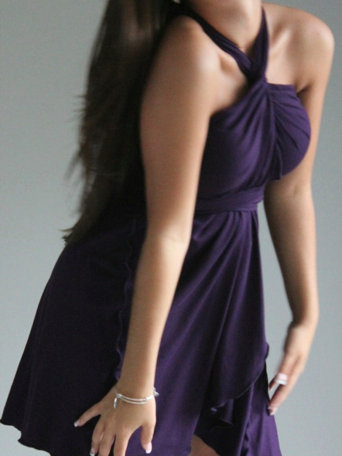 the wrap as a halter dress in regal