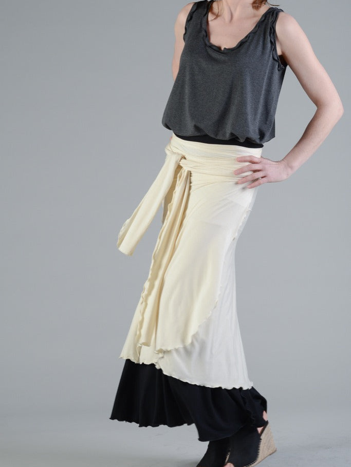 the wrap by angelrox in vanilla as skirt with black lady flirt skirt + charcoal shift