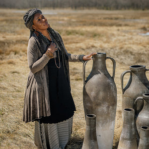 wrap dress skirt in black paired with mineral core + earth stripe lady flirt 