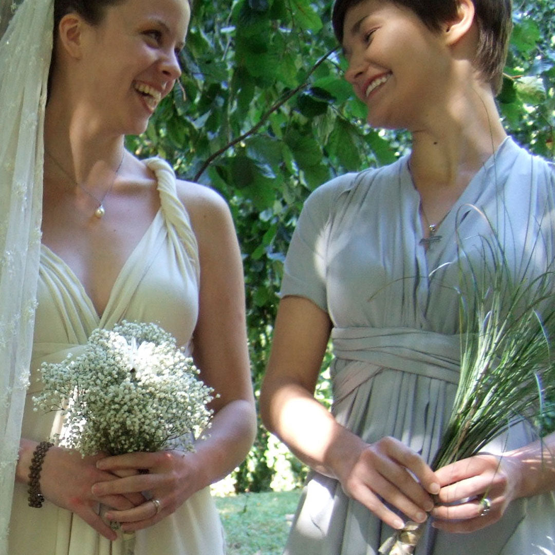 the wrap styled different ways as bridal dresses