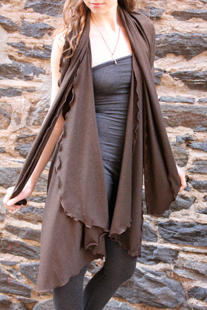 the wrap as a vest in espresso