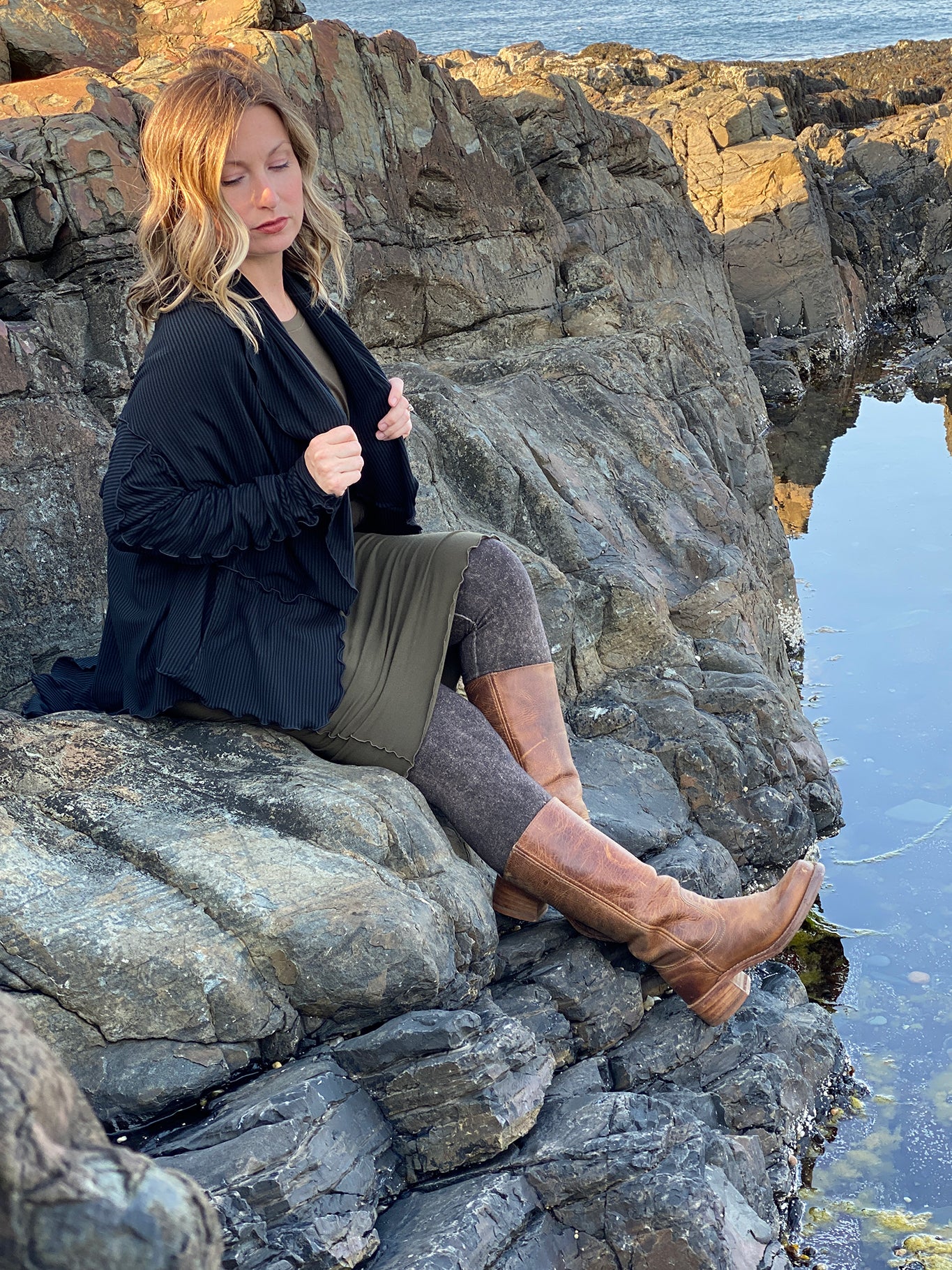 subtle black stripe cardi jacket