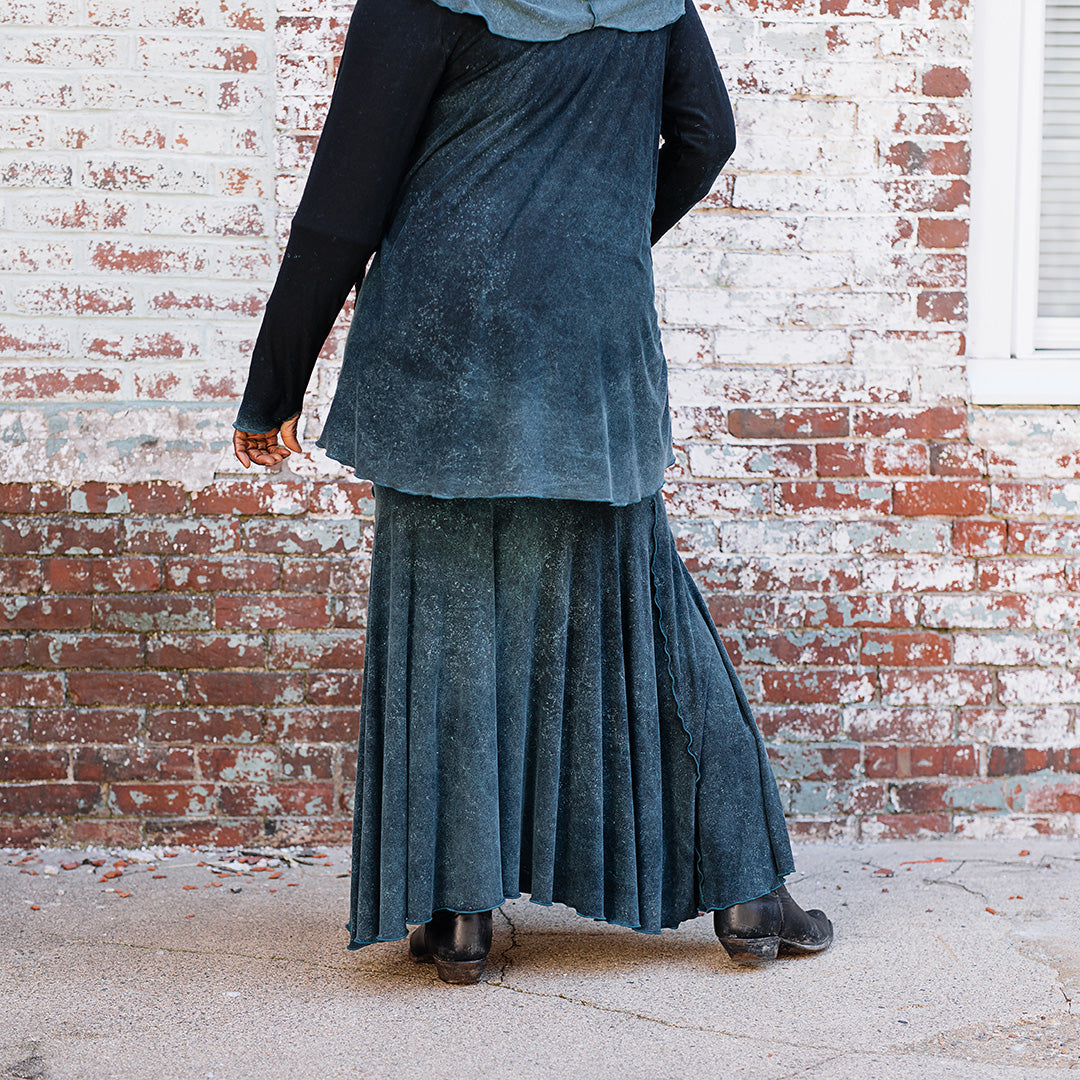 lady flirt in blue mineral worn as a skirt with blue mineral cardi jacket