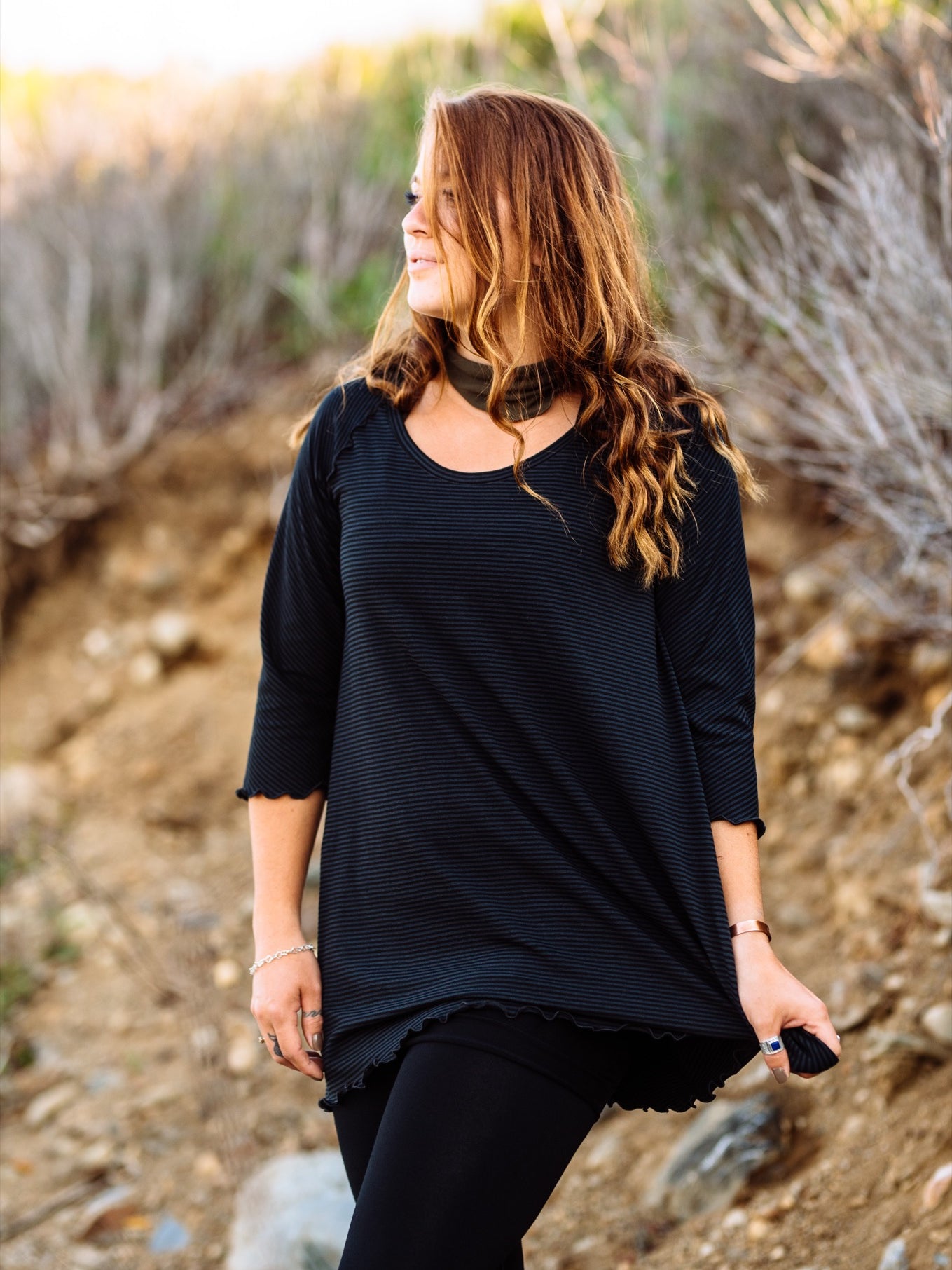 swing tunic top in subtle black