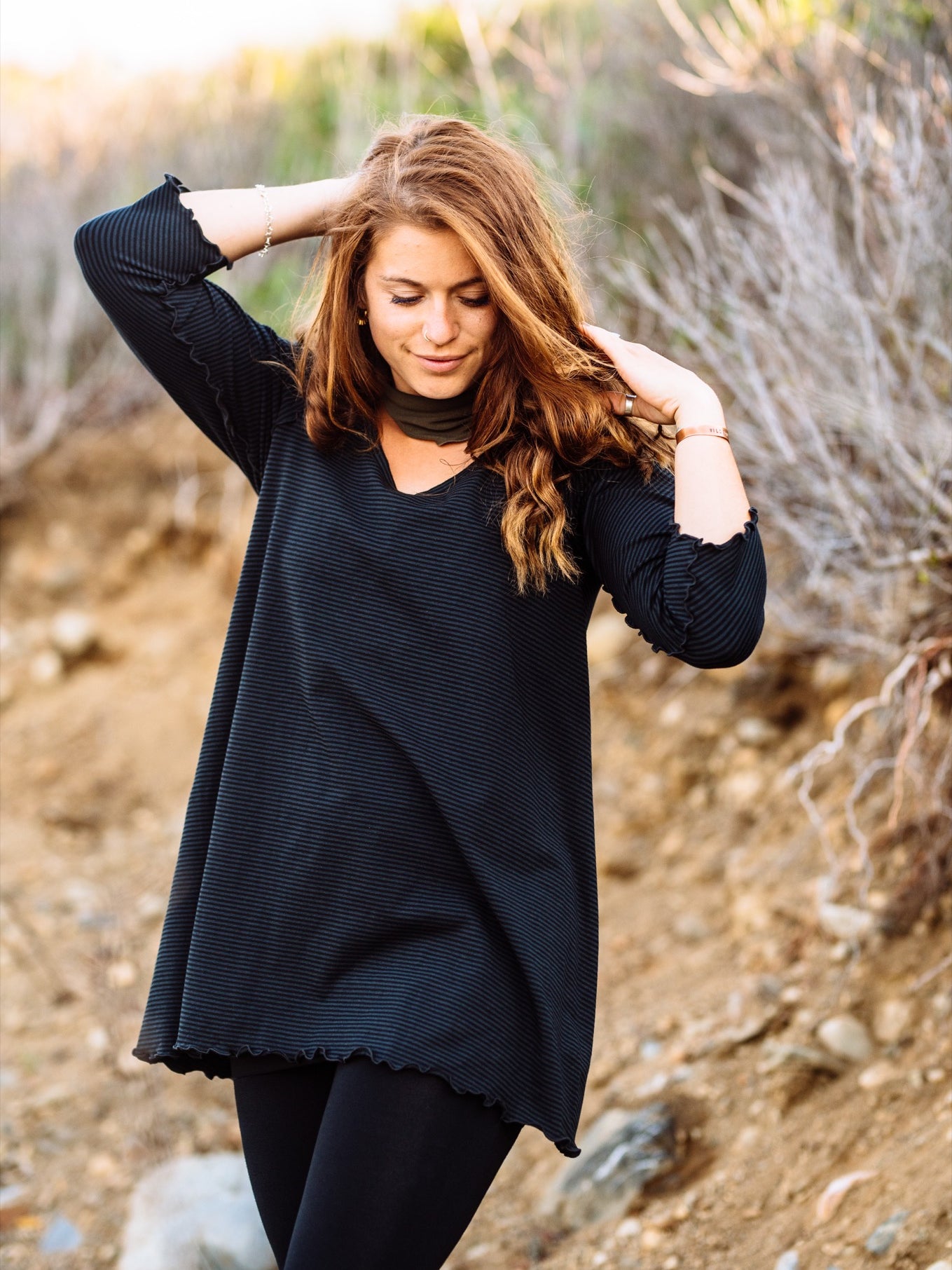 swing tunic top in subtle black