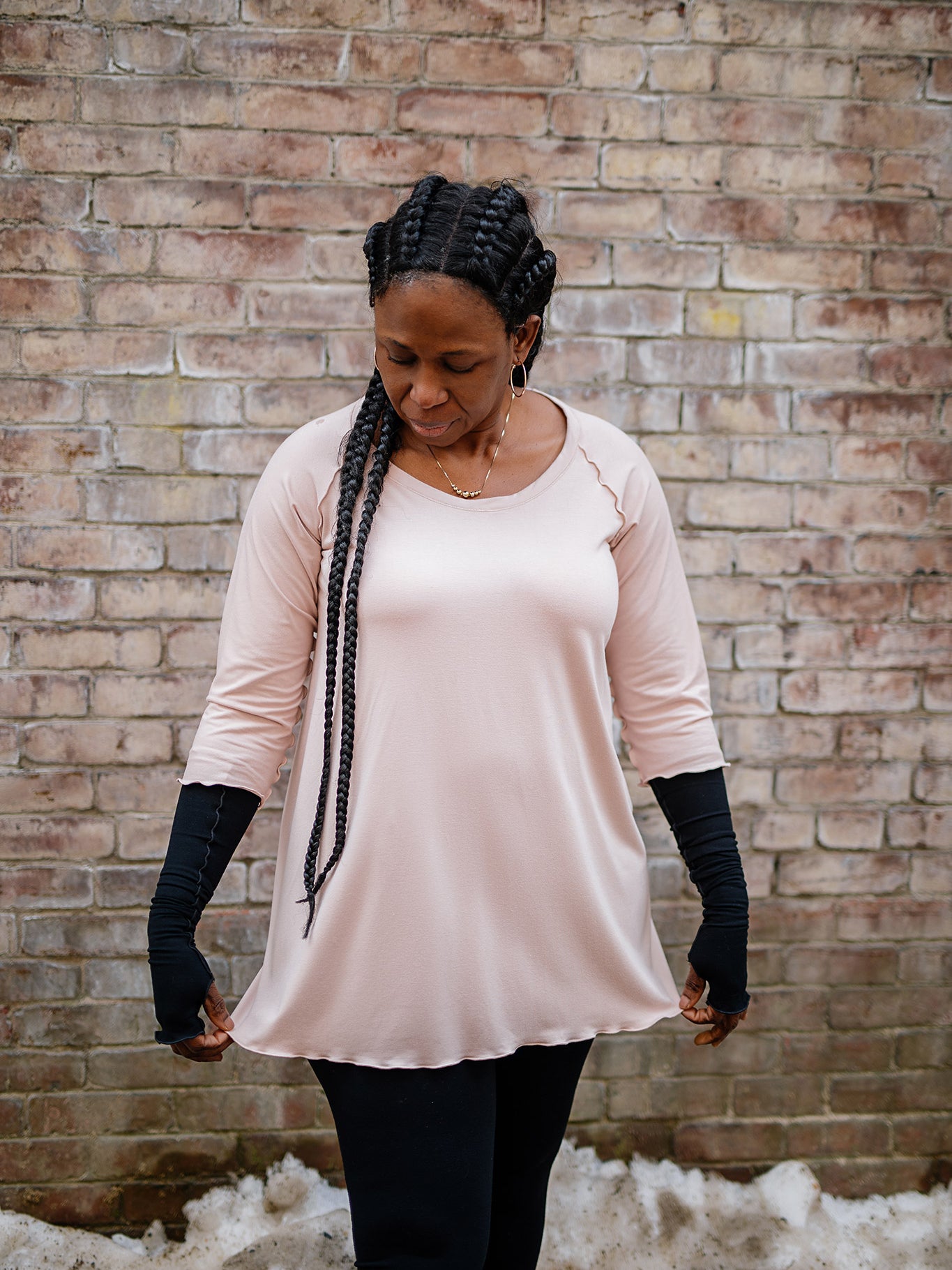 swing top in ballet with black opera sleeves