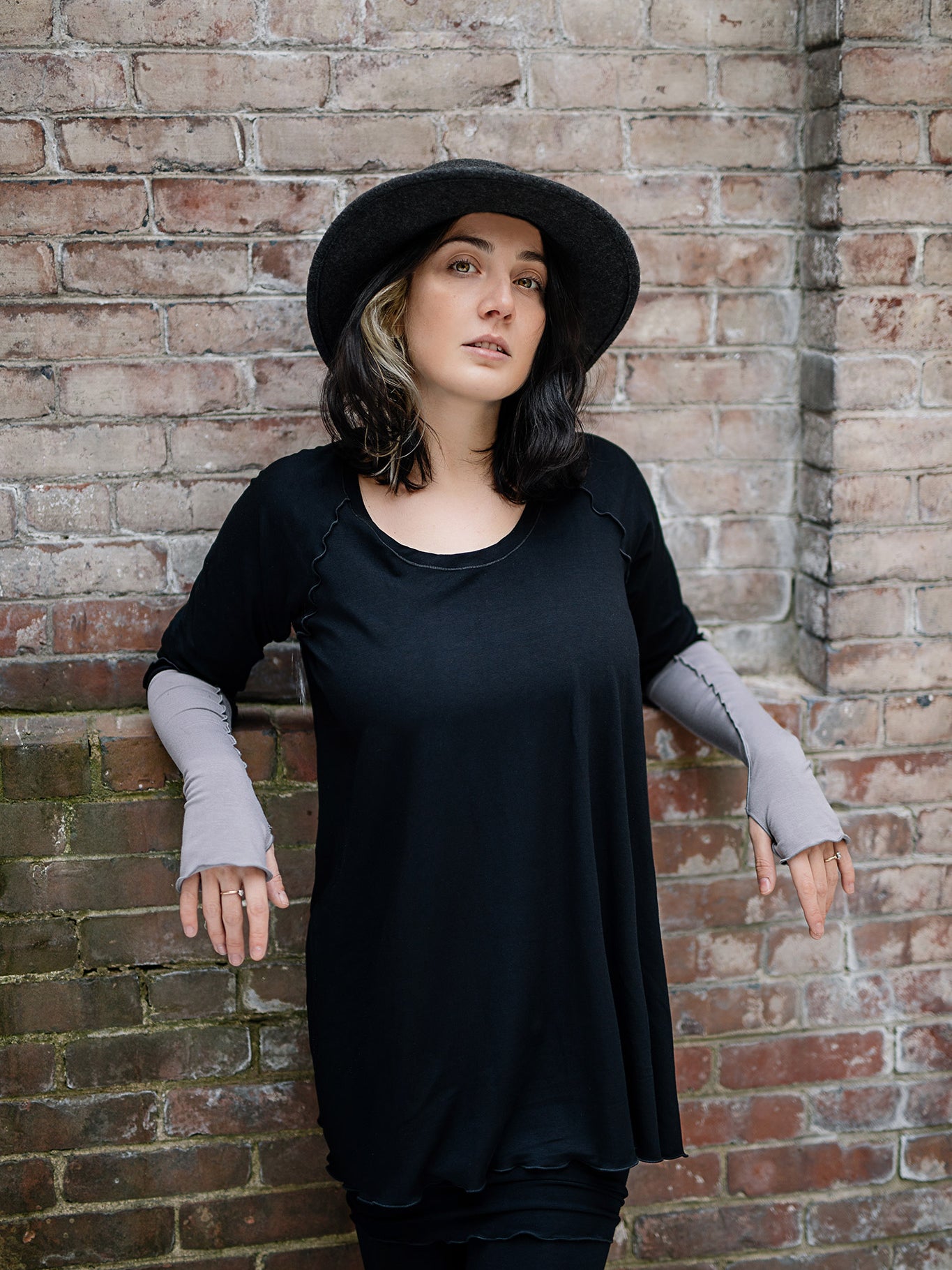 swing top in black with moon opera sleeves